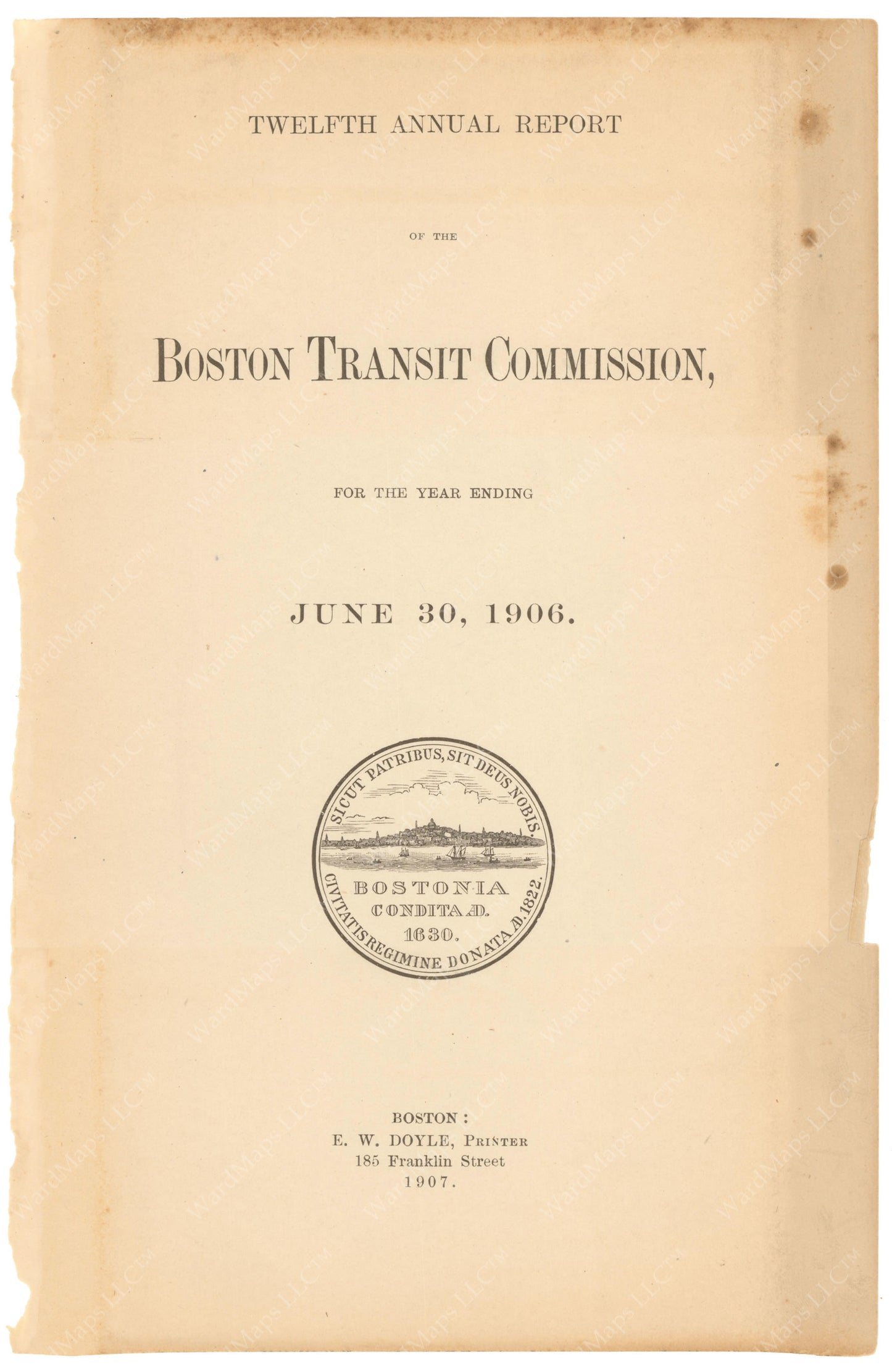 BTC Annual Report 12, 1906: Title Page