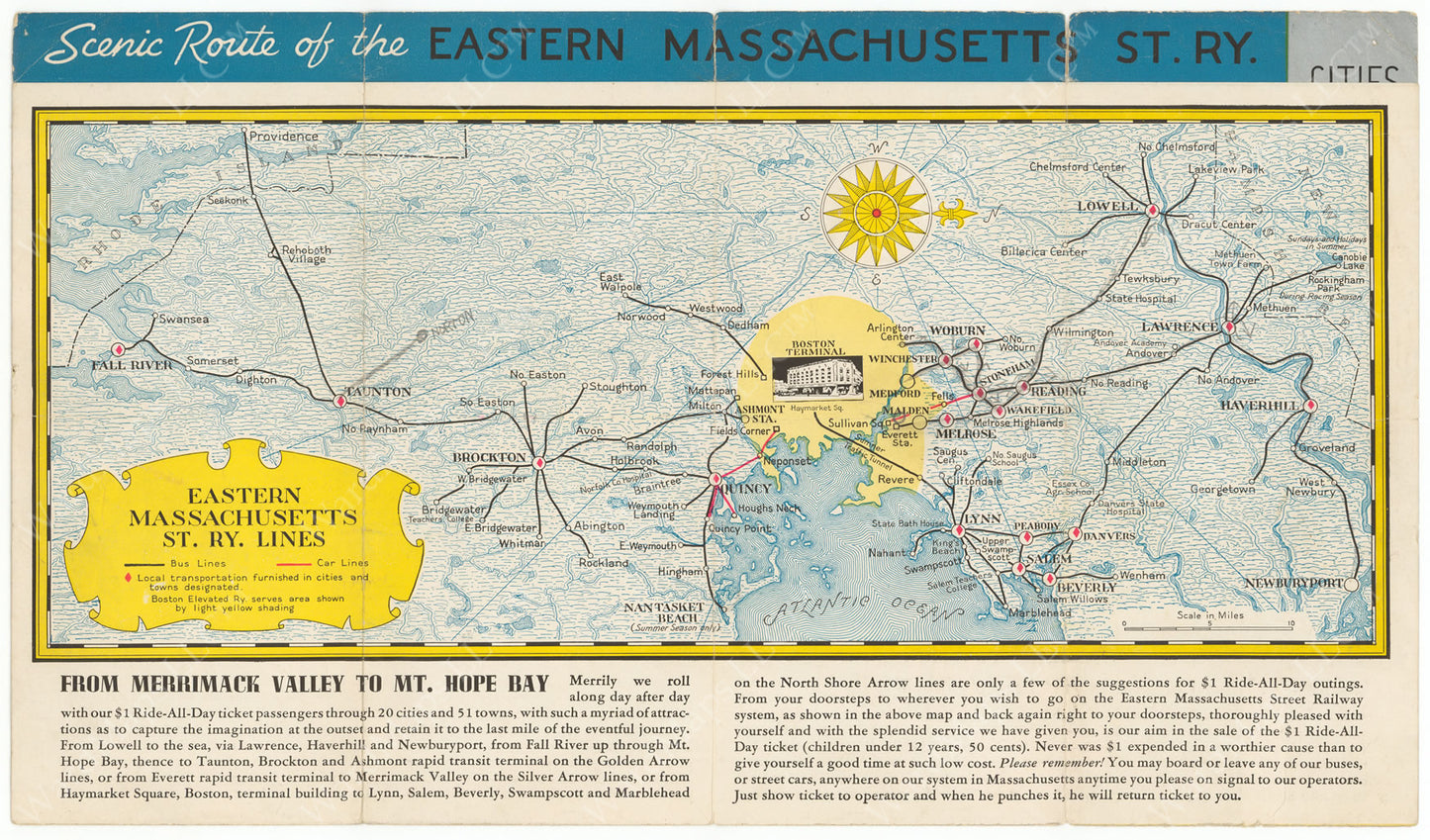 Scenic Profile of the Eastern Mass. Street Railway Co. Circa 1940