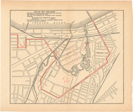 Charles River Dam Report 1903: Mosquito Breeding Places, Back Bay Fens, Boston 1902