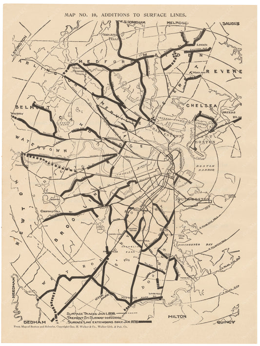 BERy Newspaper Brochure Map 10: Additions to Surface Lines Since January 1898