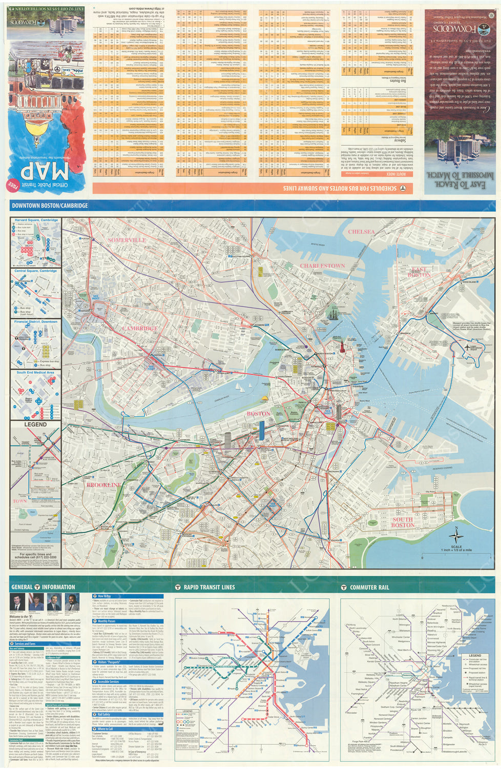MBTA System Route Map 1999 (Side B)