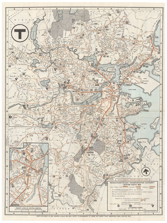 MBTA System Route Map 1965
