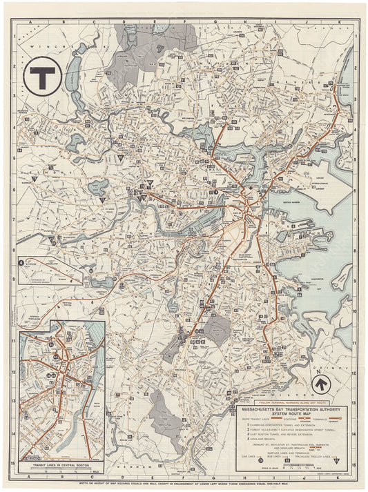 MBTA System Route Map 1966