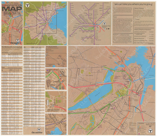 MBTA System Route Map 1974 (Side B)