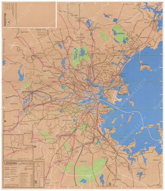 MBTA System Route Map 1975 (Side A)