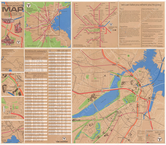 MBTA System Route Map 1975 (Side B)
