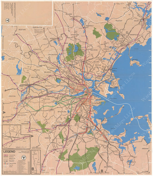 MBTA System Route Map 1976 Spring (Side A)