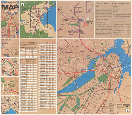 MBTA System Route Map 1976 Spring (Side B)