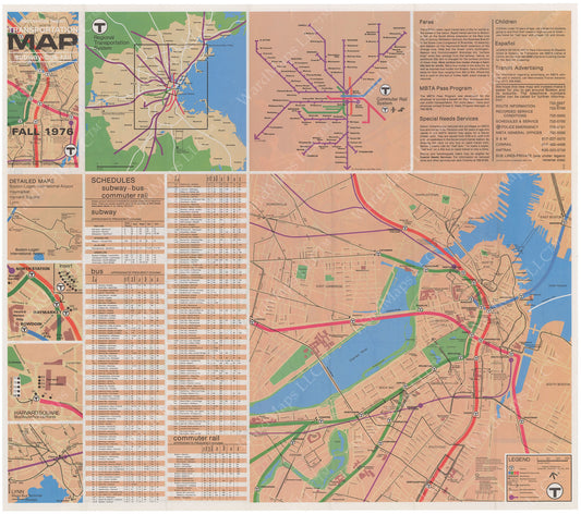 MBTA System Route Map 1976 Fall (Side B)