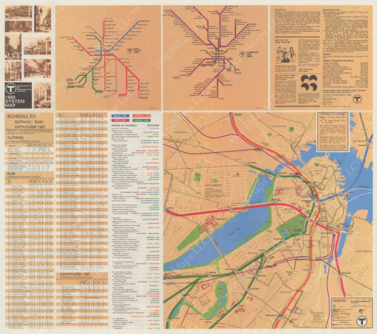 MBTA System Route Map 1980 (Side A)