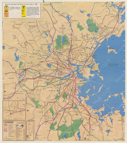 MBTA System Route Map 1980 (Side B)