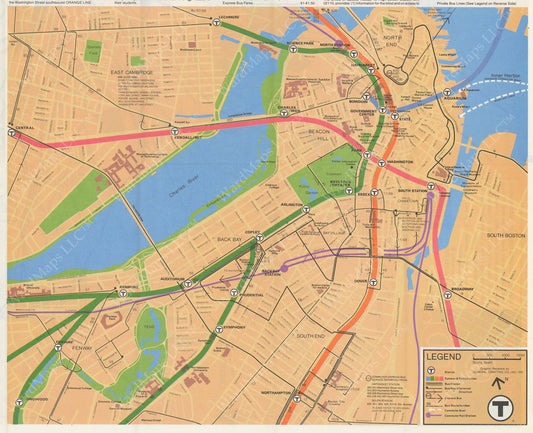 MBTA Downtown Transit Map 1982