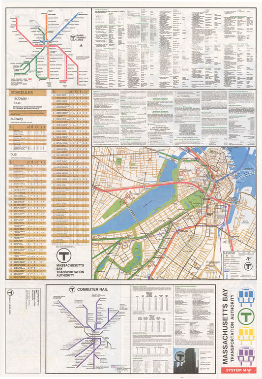 MBTA System Route Map 1988 (Side B)