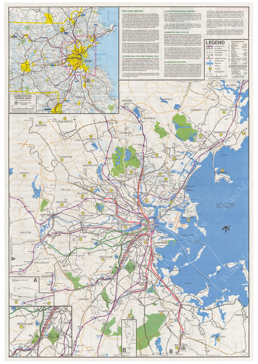 MBTA System Route Map 1988 (Side A)