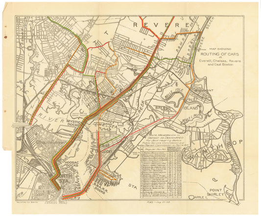 BTC Annual Report 20, 1914: Routing of Streetcars North of Boston