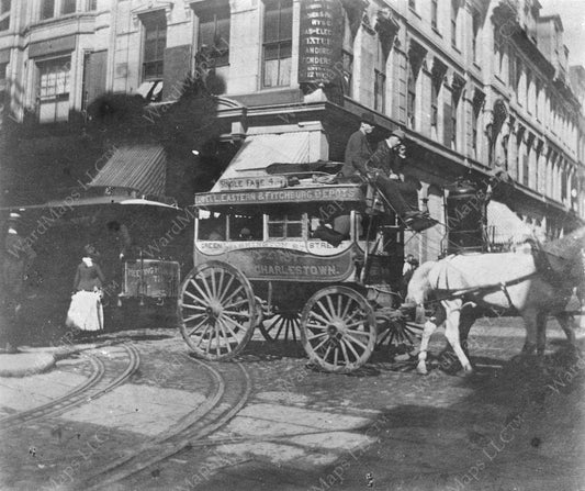 Omnibus in Downtown Boston Circa 1860s-70s
