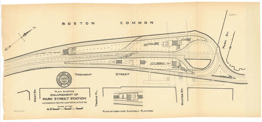 BTC Annual Report 21, 1915 Plate 05: Plan of Enlargement of Park Street Station
