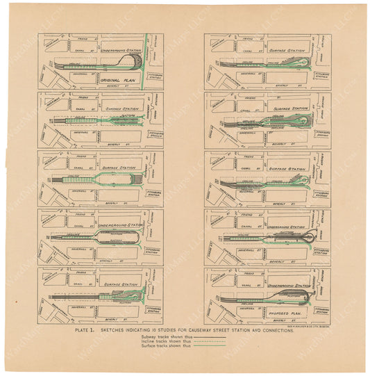 BTC Annual Report 02, 1896 Plate 01: Studies for Causeway Street Station