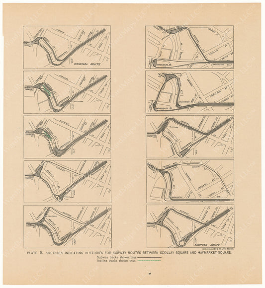 BTC Annual Report 02, 1896 Plate 02: Subway Studies for Route Between Scollay and Haymarket Squares