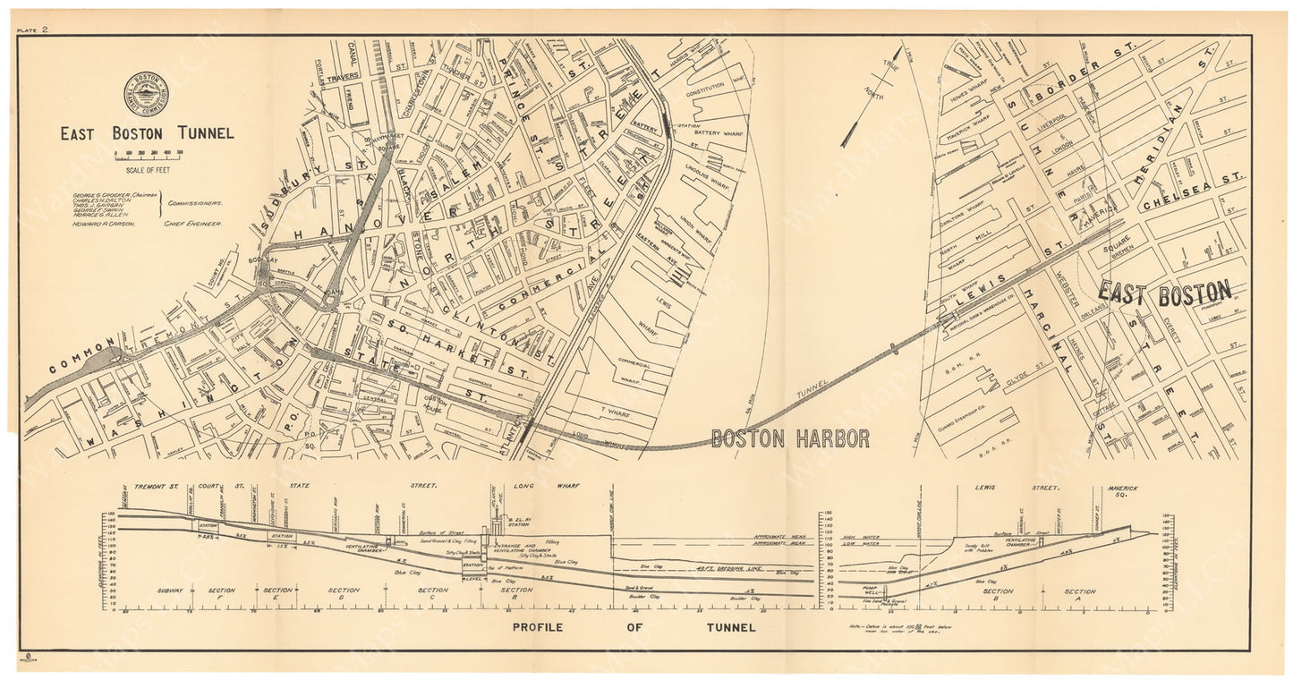 BTC Annual Report 09, 1903 Plate 02: East Boston Tunnel