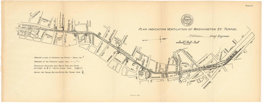 BTC Annual Report 12, 1906 Plate 03: Washington Street Tunnel Ventilation Plan