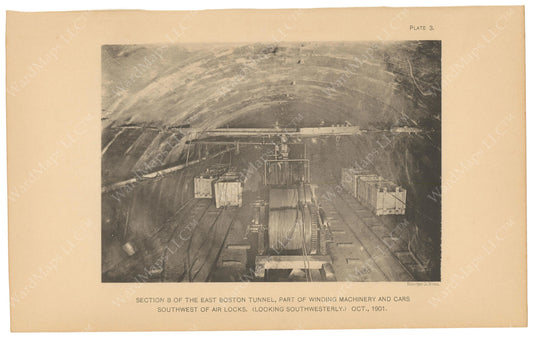 BTC Annual Report 08, 1902 Plate 03: East Boston Tunnel Excavation Cars