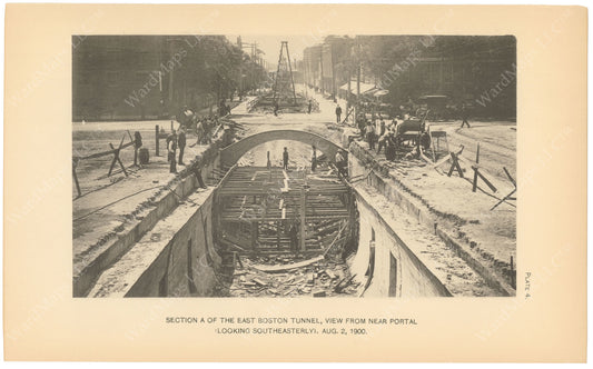 BTC Annual Report 06, 1900 Plate 04: East Boston Tunnel Trench, Looking to Southeast