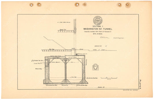 BTC Annual Report 11, 1905 Plate 04: Washington Street Tunnel Cross Section Near Harvard Street