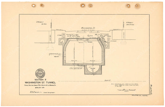 BTC Annual Report 11, 1905 Plate 05: Washington Street Tunnel Cross Section Near Lagrange Street