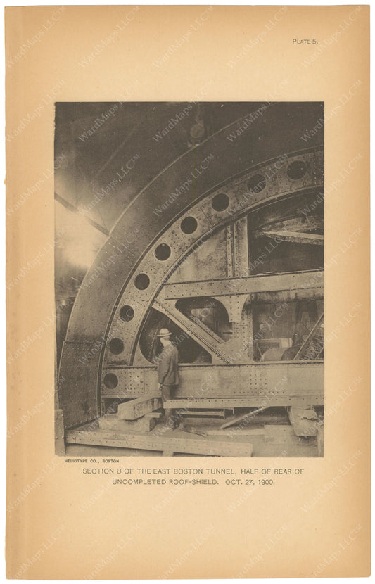 BTC Annual Report 07, 1901 Plate 05: East Boston Tunnel, Roof Shield Rear