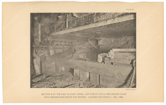 BTC Annual Report 08, 1902 Plate 05: East Boston Tunnel, Roof Shield Repairs