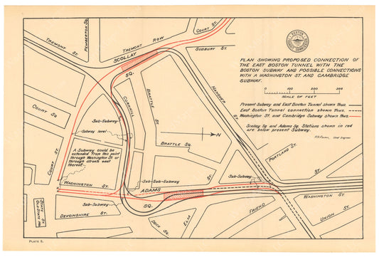 BTC Annual Report 05, 1899 Plate 05: Proposed East Boston Tunnel Connection with Tremont Street Subway