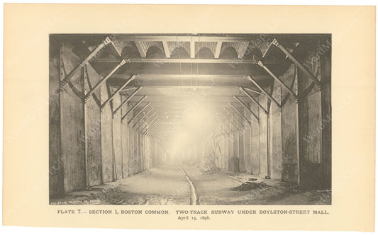 BTC Annual Report 02, 1896 Plate 07: Two Track Subway Under Boylston Street Mall
