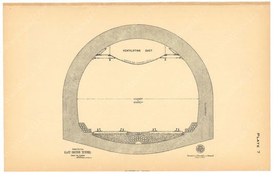 BTC Annual Report 10, 1904 Plate 07: East Boston Tunnel Cross Section Showing Ventilating Duct