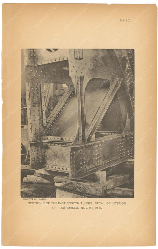 BTC Annual Report 07, 1901 Plate 07: East Boston Tunnel, Roof Shield Detail