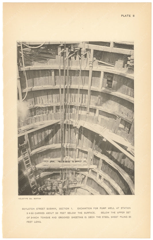 BTC Annual Report 18, 1912 Plate 08: Boylston Street Subway, Excavation for Pump Well
