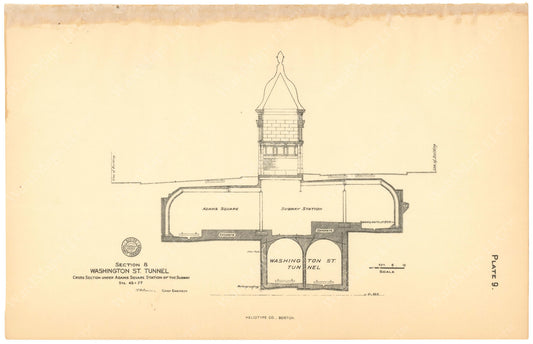 BTC Annual Report 12, 1906 Plate 09: Adams Square Station Cross Section