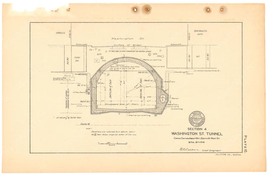 BTC Annual Report 11, 1905 Plate 10: Tunnel Cross Section at West Street