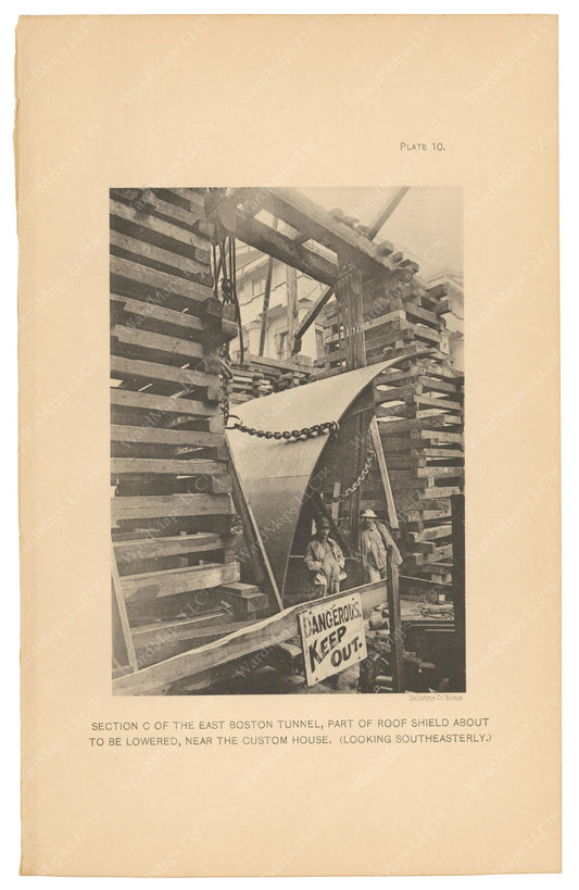 BTC Annual Report 08, 1902 Plate 10: East Boston Tunnel Roof Shield To Be Lowered