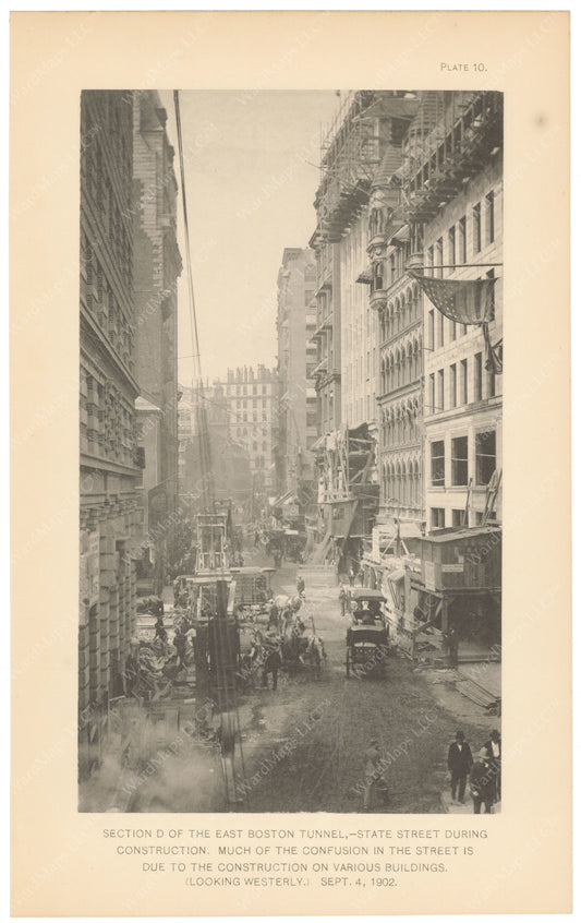 BTC Annual Report 09, 1903 Plate 10: State Street During Construction of East Boston Tunnel