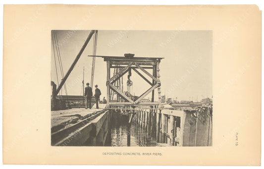BTC Annual Report 06, 1900 Plate 13: Charlestown Bridge, Depositing Concrete at Piers