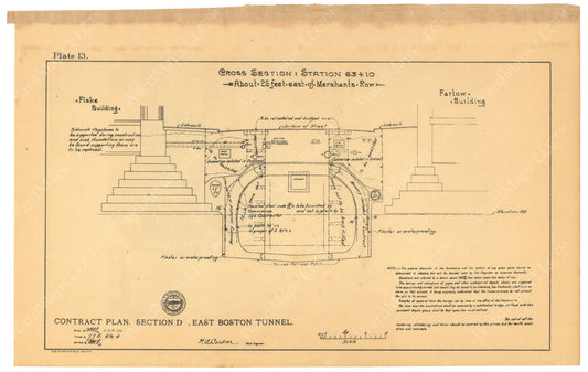 BTC Annual Report 08, 1902 Plate 13: East Boston Tunnel Cross Section 63+10