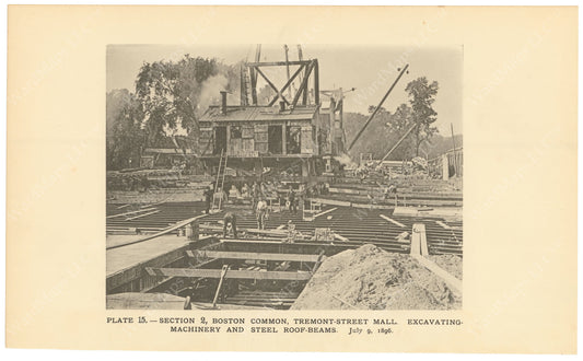 BTC Annual Report 02, 1896 Plate 15: Excavating Machine on Tremont Street Mall