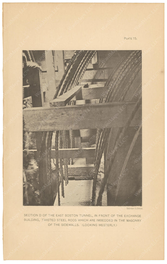 BTC Annual Report 08, 1902 Plate 15: East Boston Tunnel, Steel Rods in Sidewalls