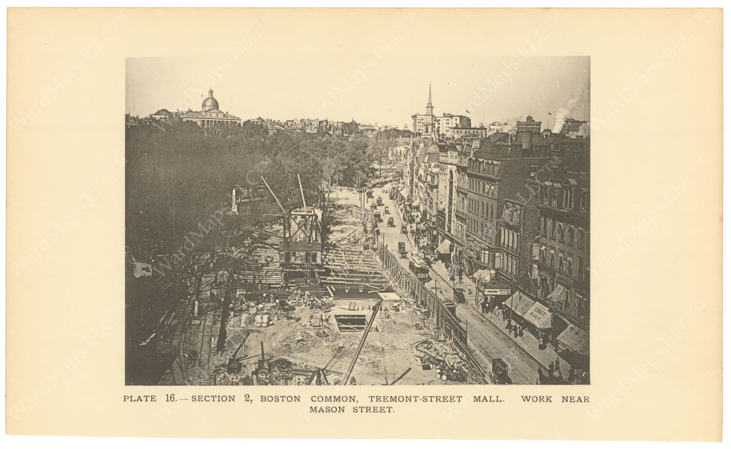 BTC Annual Report 02, 1896 Plate 16: Construction at Tremont Street Mall