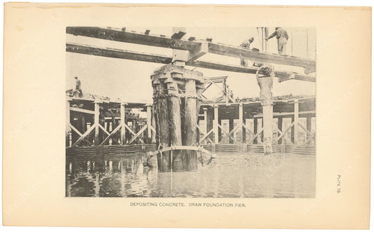 BTC Annual Report 06, 1900 Plate 16: Charlestown Bridge, Depositing Concrete at Draw Foundation
