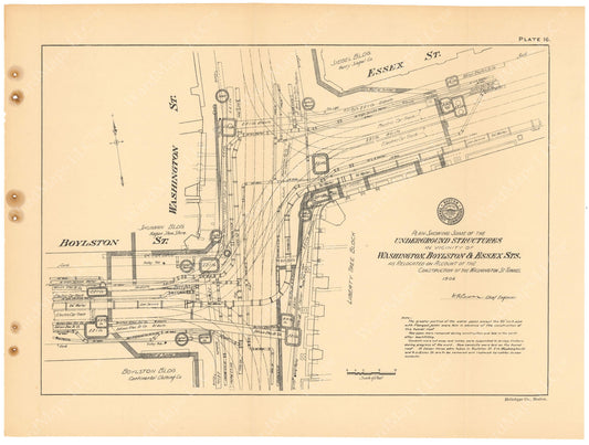 BTC Annual Report 11, 1905 Plate 16: Underground Structures, Washington at Essex Streets