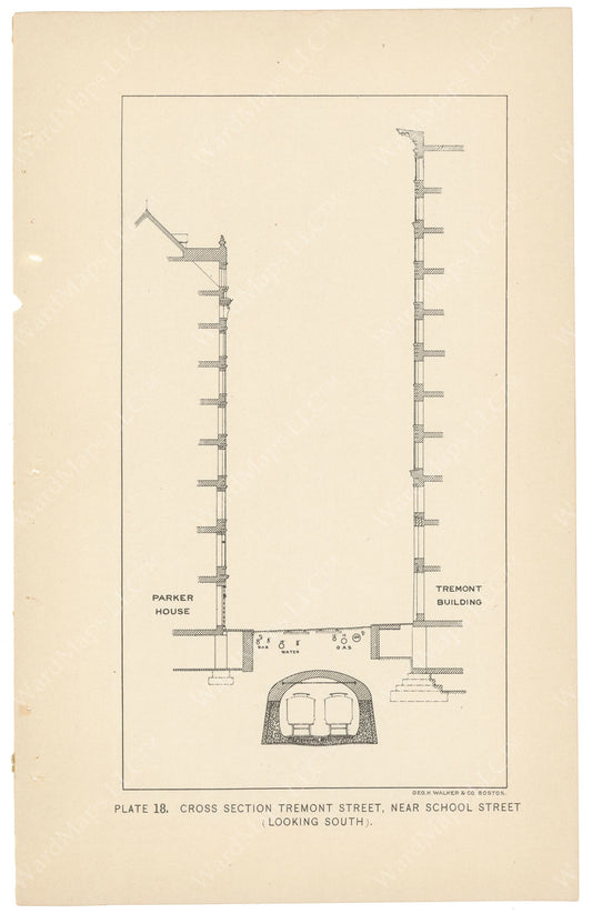 BTC Annual Report 04, 1898 Plate 18: Subway Cross Section at Parker House