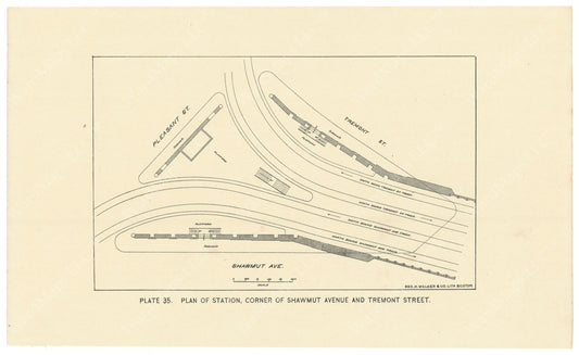 BTC Annual Report 02, 1896 Plate 35: Plan of Pleasant Street Station