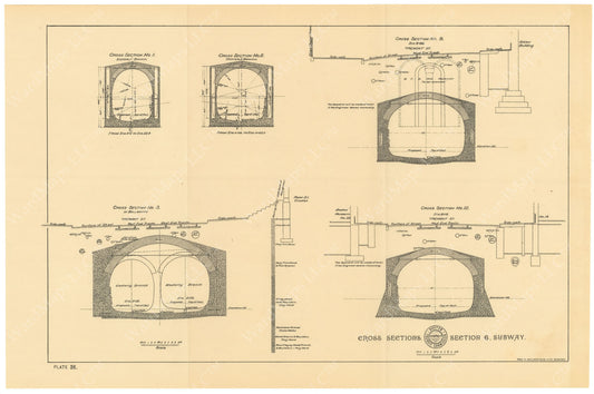 BTC Annual Report 02, 1896 Plate 36: Cross Sections at Subway Section 6